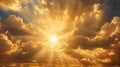 Golden Gold Sky Sun Sunny Clouds Royalty Free Stock Photo