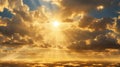 Golden Gold Sky Sun Sunny Clouds Royalty Free Stock Photo