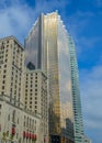 Gold skyscraper and the old fashioned Fairmont Royal York Hotel Royalty Free Stock Photo