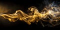 Gold smoke drifting elegantly across dark moody setting Royalty Free Stock Photo