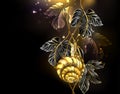 Gold snail on black background Royalty Free Stock Photo