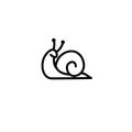 Snail logo icon designs vector illustration with mono line outline and black and white background color with flat simple modern Royalty Free Stock Photo