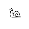 Snail logo icon designs vector illustration with mono line outline and black and white background color with flat simple modern Royalty Free Stock Photo