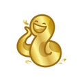 Gold snake cartoon character cute isolated on white background, beautiful snake cartoon characters cute, clip art snake golden Royalty Free Stock Photo