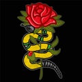 Gold snake with rose