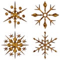 Gold snow crystals set