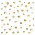 Gold snowflake seamless pattern. Vector illustration. Beautiful Christmas background. Royalty Free Stock Photo