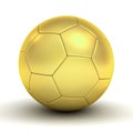 Gold soccer ball over white background with reflection and shadow Royalty Free Stock Photo