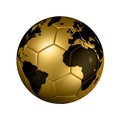 Gold soccer football ball World globe Royalty Free Stock Photo