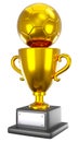 Gold soccer or football trophy cup . Isolated . Embedded clipping paths . 3D rendering Royalty Free Stock Photo