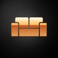 Gold Sofa icon isolated on black background. Vector
