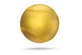 Gold softball or baseball ball isolated on white background. Royalty Free Stock Photo