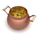 Gold soins in the bronze pot Royalty Free Stock Photo