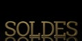 Gold soldes word on black background 3D illustration Royalty Free Stock Photo