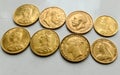 Gold Sovereign Coins,mixed dates,front and rear.