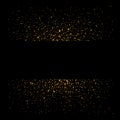 Gold sparkle background, black frame. Golden light glitter confetti texture decoration. Shiny abstract design Christmas Royalty Free Stock Photo