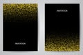 Gold sparkles on black background, banners. Golden banner. Gold club banner with text. Banners, logo, web, card, vip