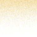 Gold sparkles glitter dust metallic confetti on white vector background. Royalty Free Stock Photo