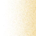 Gold sparkles glitter dust metallic confetti on white vector background.