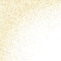 Gold sparkles glitter dust metallic confetti on white vector background. Royalty Free Stock Photo