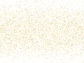 Gold sparkles glitter dust metallic confetti on white vector background. Royalty Free Stock Photo