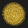 Gold sparkles and glitter powder spray. Sparkling glitter particles explosion on vector black transparent background Royalty Free Stock Photo