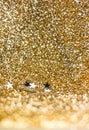 Gold sparkling glitter texture perspective background with silver star,Luxury holiday backdrop Royalty Free Stock Photo