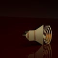 Gold Speaker volume, audio voice sound symbol, media music icon isolated on brown background. Minimalism concept. 3D