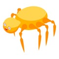 Gold spider icon, isometric style