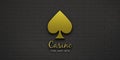 Gold Spike Poker Card Symbol. 3D Render Illustration