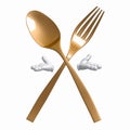 Gold Spoon fork character on welcome pose Royalty Free Stock Photo