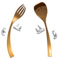 Gold spoon fork on welcome pose Royalty Free Stock Photo