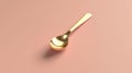 Minimalist 1980s Design Gold Spoon On Rose Pink Background