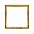 Gold square frame for painting or picture on white background. Isolated. Add your text.