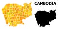 Gold Square Mosaic Map of Cambodia Royalty Free Stock Photo