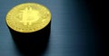 Gold stack Bitcoin coins on steel