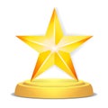 Gold Star Award. Shiny Vector Illustration. Modern Trophy, Challenge Prize. Beautiful Label Design. Isolated