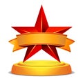 Gold Star Award. Shiny Vector Illustration. Modern Trophy, Challenge Prize. Beautiful Label Design. Isolated