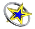 Gold star in a chrome circle