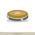 Gold Star Coin Vector Logo Template Illustration Design. Vector EPS 10