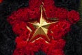 Gold star in colors. Symbol of Red Army. Details of military parade