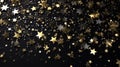 Gold star confetti and glitter on a black background for Festive holiday background. Celebration concept Beautiful decoration, Royalty Free Stock Photo