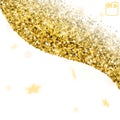 Gold star confetti rain festive holiday background. Golden stars Royalty Free Stock Photo