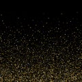 Gold star confetti rain festive holiday background. Vector golden paper foil stars falling down isolated on black background. Royalty Free Stock Photo