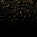 Gold star confetti rain festive pattern effect. Golden volume stars falling down isolated on black background. EPS 10 Royalty Free Stock Photo