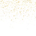 Gold star confetti rain festive pattern effect. Golden volume stars falling down isolated on white background. EPS 10 Royalty Free Stock Photo