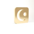 Gold Star and crescent - symbol of Islam icon isolated on white background. Religion symbol. 3d illustration 3D render