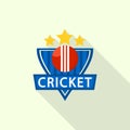 Gold star cricket logo, flat style