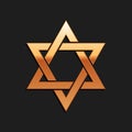 Gold Star of David icon isolated on black background. Jewish religion symbol. Long shadow style. Vector Royalty Free Stock Photo