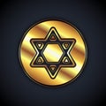 Gold Star of David icon isolated on black background. Jewish religion symbol. Symbol of Israel. Vector Royalty Free Stock Photo